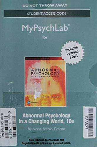 NEW MyLab Psychology with Pearson eText -- Standalone Access Card -- for