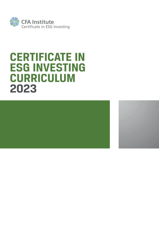 Certificate in ESG Investing Curriculum: ESG Investing Official Training Manual [Paperback] CFA Institute - Very Good