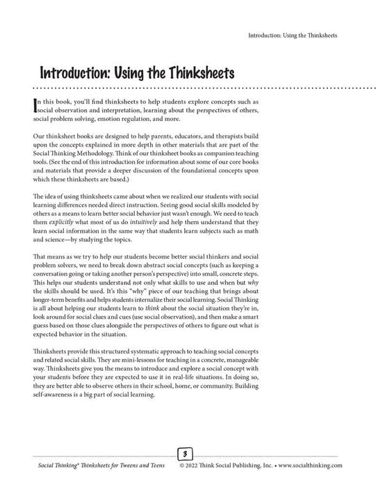 Social Thinking Worksheets for Tweens and Teens Learning to Read in-Between the Social Lines [Paperback] Michelle Garcia Winner - Very Good