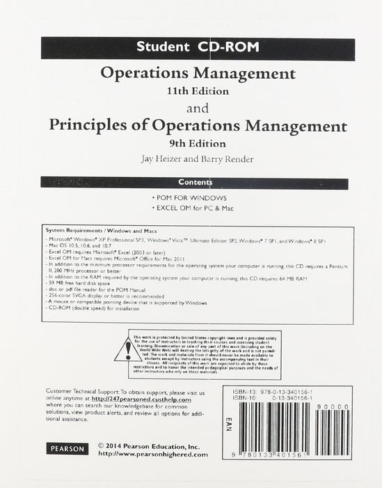 Principles of Operations Management and Student CD Render, Barry and Heizer, Jay