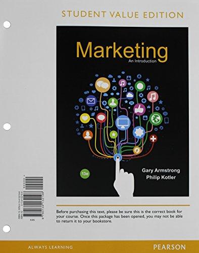Marketing: An Introduction, Student Value Edition (13th Edition), Loose Leaf, 13 Edition by Armstrong, Gary