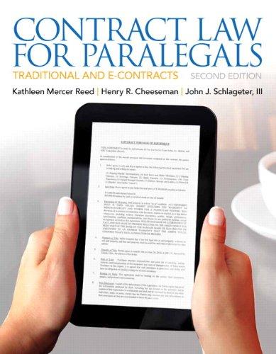 Contract Law for Paralegals (2nd Edition), Paperback, 2 Edition by Reed, Kathleen