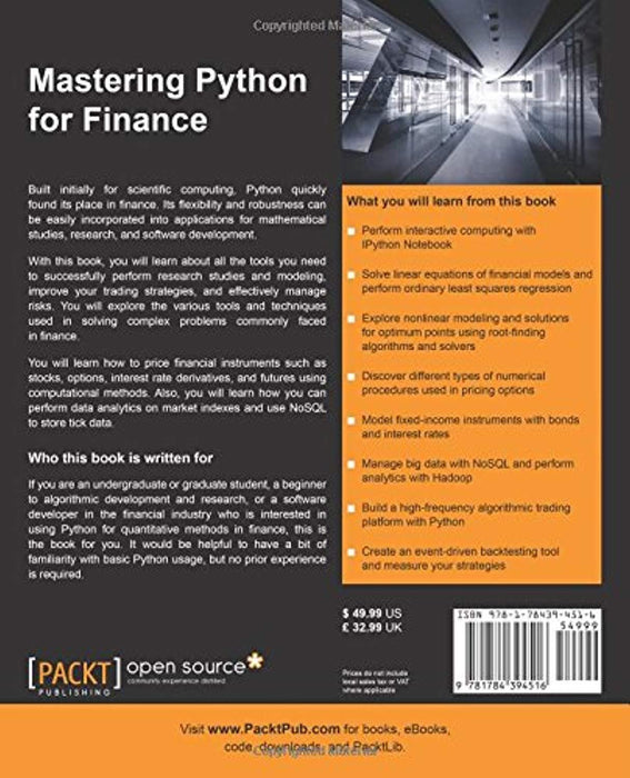 Mastering Python for Finance, Paperback by Weiming, James Ma (Used)