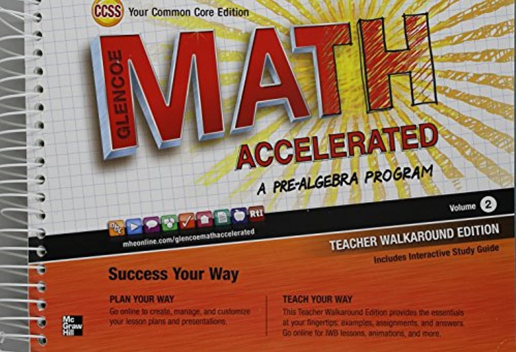 Glencoe Math Accelerated, a Pre-Algebra Program Volume 2 Teacher Walkaround Edition Common Core Edition Isbn 0076644618, Textbook Binding (Used)