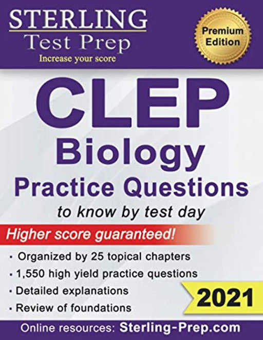 Sterling Test Prep CLEP Biology Practice Questions: High Yield CLEP Biology Questions, Paperback by Prep, Sterling Test (Used)