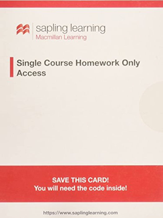 Sapling Organic Chemistry Homework (Single-Term Access), Printed Access Code by Sapling Learning