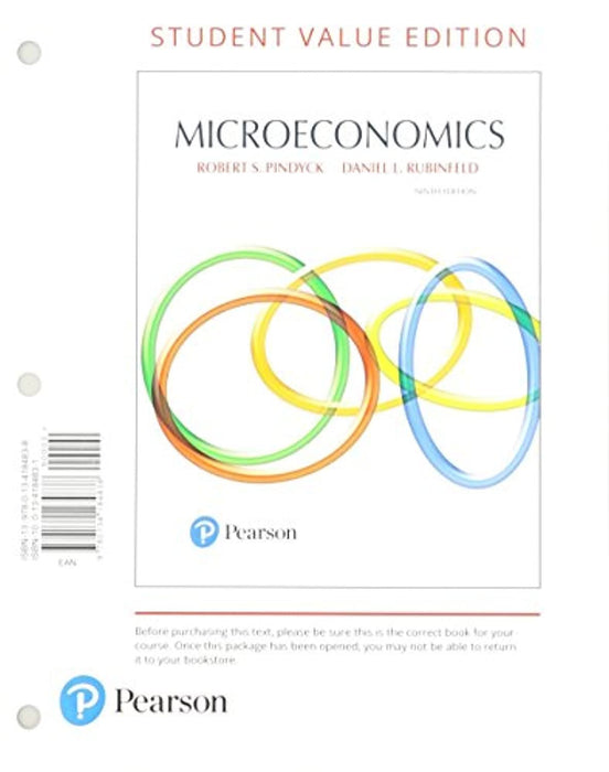 Microeconomics, Student Value Edition Plus MyLab Economics with Pearson eText -- Access Card Package (Pearson Series in Economics), Loose Leaf, 9 Edition by Pindyck, Robert (Used)