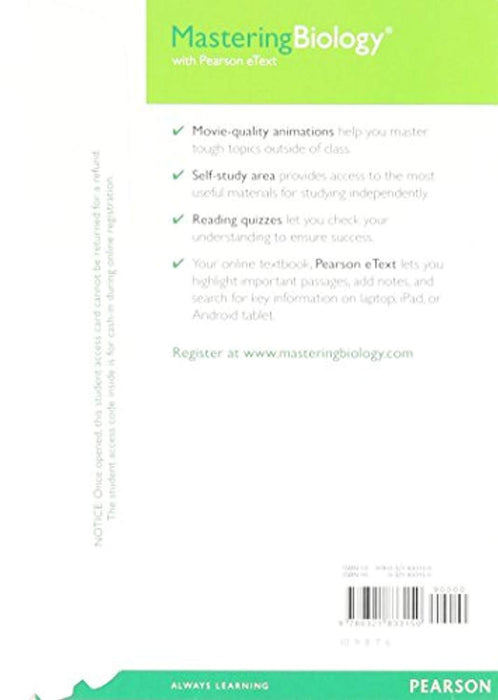 MasteringBiology with Pearson Etext -- Valuepack Access Card -- for Campbell Biology (ME Component), Paperback, 10th edition by Reece, Urry, Cain, Wasserman, Minorsky, Jackson