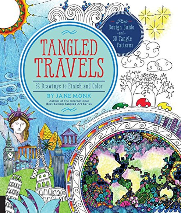 Tangled Travels: 52 Drawings to Finish and Color (Tangled Color and Draw), Paperback, Clr Csm Edition by Monk, Jane