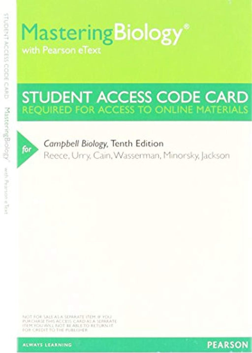 MasteringBiology with Pearson Etext -- Valuepack Access Card -- for Campbell Biology (ME Component), Paperback, 10th edition by Reece, Urry, Cain, Wasserman, Minorsky, Jackson
