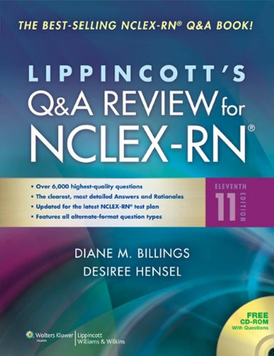 Lippincott's Q&amp;A Review for NCLEX-RN: North American Edition (Lippincott's Q&amp;A Review for NCLEX-RN (W/CD)), Paperback, 11 Edition by Billings, Diane McGovern (Used)