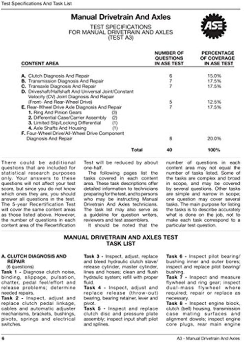 ASE Certification Test Prep - A3 Manual Drive Train & Axles Study ...